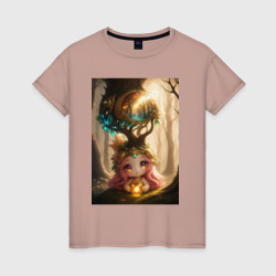 Девочка лесной дух – Женская футболка хлопок с принтом купить со скидкой в -20%