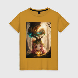 Женская футболка хлопок Девочка лесной дух