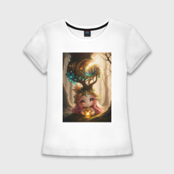 Женская футболка хлопок Slim Девочка лесной дух