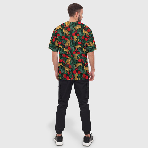 Мужская футболка oversize 3D Ягуар в тропическом лесу, цвет 3D печать - фото 4