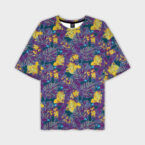 Мужская футболка оверсайз с принтом Тропический тукан, вид спереди №1