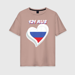 Женская футболка хлопок Oversize 121 регион Чувашская Республика