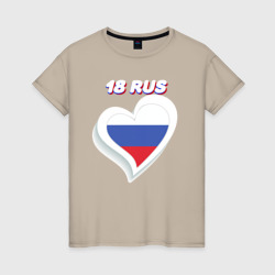 18 регион Удмуртская Республика – Женская футболка хлопок с принтом купить со скидкой в -20%