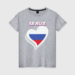 18 регион Удмуртская Республика – Женская футболка хлопок с принтом купить со скидкой в -20%