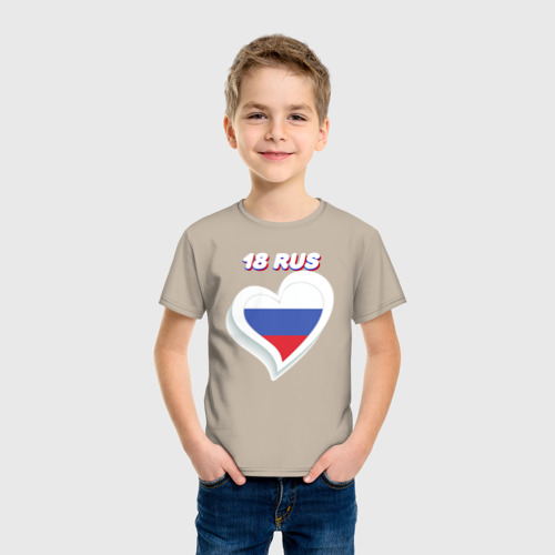 Детская футболка хлопок 18 регион Удмуртская Республика, цвет миндальный - фото 3