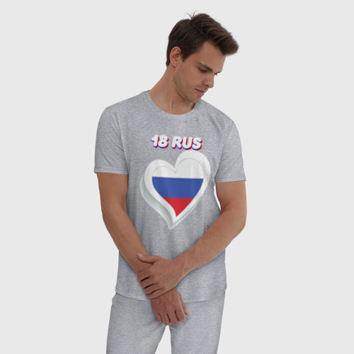 Мужская пижама хлопок с принтом 18 регион Удмуртская Республика, фото на моделе #1
