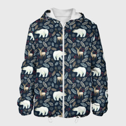 Мужская куртка 3D Акварельные медведи и олени