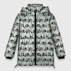 Женская зимняя куртка Oversize Акварельные пингвины