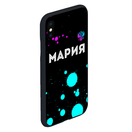 Чехол для iPhone XS Max матовый Мария и неоновый герб России посередине - фото 3