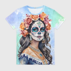 Женская футболка 3D Катрина калавера санта муерте