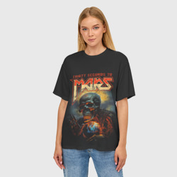 Женская футболка oversize 3D Thirty seconds to mars skull - фото 2