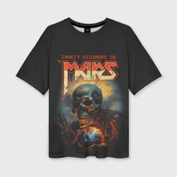 Женская футболка oversize 3D Thirty seconds to mars skull
