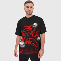 Мужская футболка oversize 3D Thirty seconds to mars skulls - фото 2