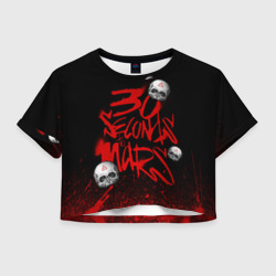 Женская футболка Crop-top 3D Thirty seconds to mars skulls