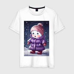 Мужская футболка хлопок Зимняя улыбка ребенка