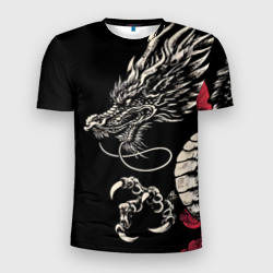 Мужская футболка 3D Slim Japanese dragon - irezumi - art