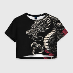 Женская футболка Crop-top 3D Japanese dragon - irezumi - art