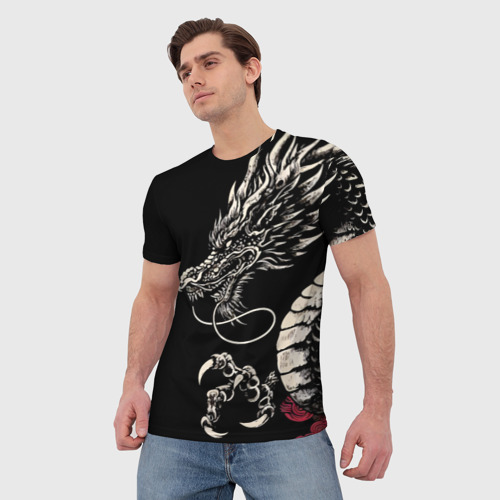 Мужская футболка 3D Japanese dragon - irezumi - art, цвет 3D печать - фото 3
