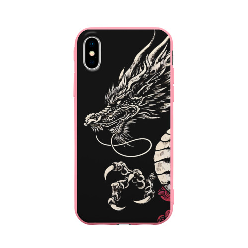 Чехол для iPhone X матовый с принтом Japanese dragon - irezumi - art, вид спереди #2