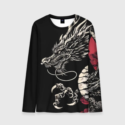 Мужской лонгслив 3D Japanese dragon - irezumi - art