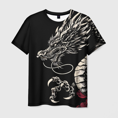 Мужская футболка с принтом Japanese dragon - irezumi - art, вид спереди №1