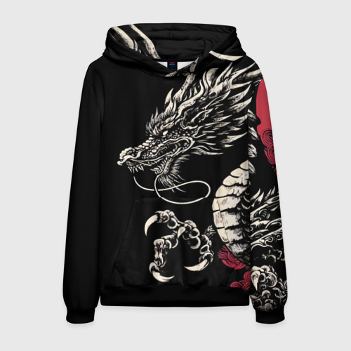 Мужская толстовка 3D Japanese dragon - irezumi - art, цвет черный