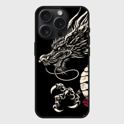 Чехол силиконовый для Apple iPhone 15 Pro матовый Japanese dragon - irezumi - art