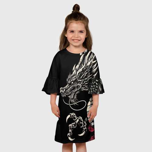 Детское платье 3D Japanese dragon - irezumi - art, цвет 3D печать - фото 4