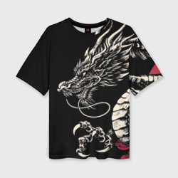 Женская футболка oversize 3D Japanese dragon - irezumi - art