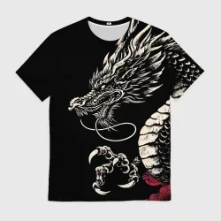 Мужская футболка 3D Japanese dragon - irezumi - art