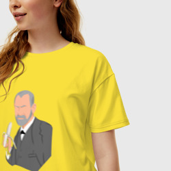 Женская футболка хлопок Oversize Зигмунд Фрейд с бананом - фото 2