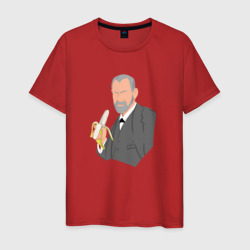 Зигмунд Фрейд с бананом – Мужская футболка хлопок с принтом купить со скидкой в -20%