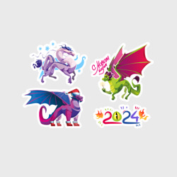 Набор наклеек Новогодние драконы - символы года