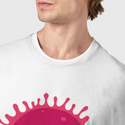 Футболка с принтом Pink virus для мужчины, вид на модели спереди №4. Цвет основы: белый