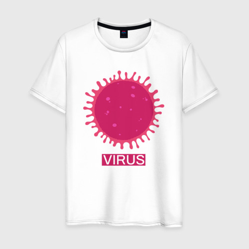 Мужская футболка из хлопка с принтом Pink virus, вид спереди №1