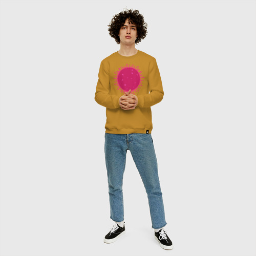 Мужской свитшот хлопок с принтом Pink virus, вид сбоку #3