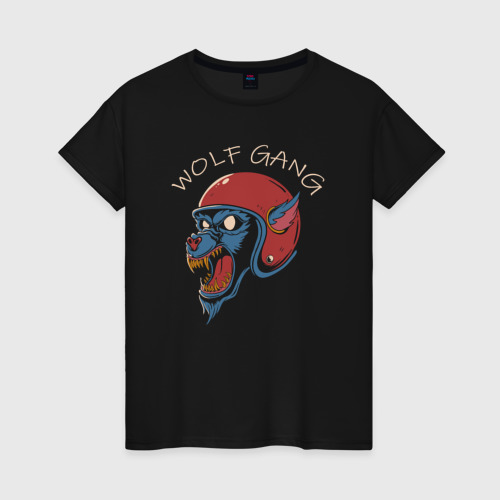 Женская футболка хлопок Wolf gang, цвет черный