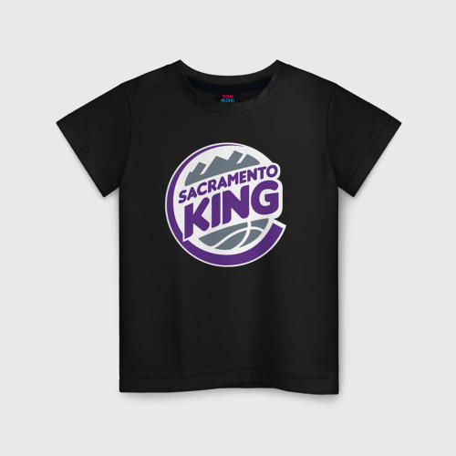 Детская футболка хлопок Sacramento king, цвет черный