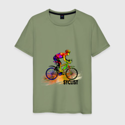 Велосипедист спортсмен – Мужская футболка хлопок с принтом купить со скидкой в -20%