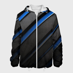 Мужская куртка 3D Black blue lines