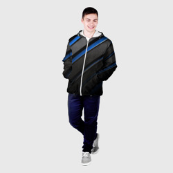 Мужская куртка 3D Black blue lines - фото 2