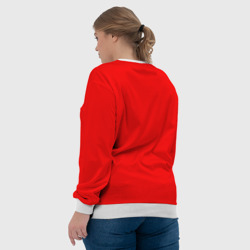 Свитшот с принтом Рождественский олень Red and white для женщины, вид на модели сзади №3. Цвет основы: белый