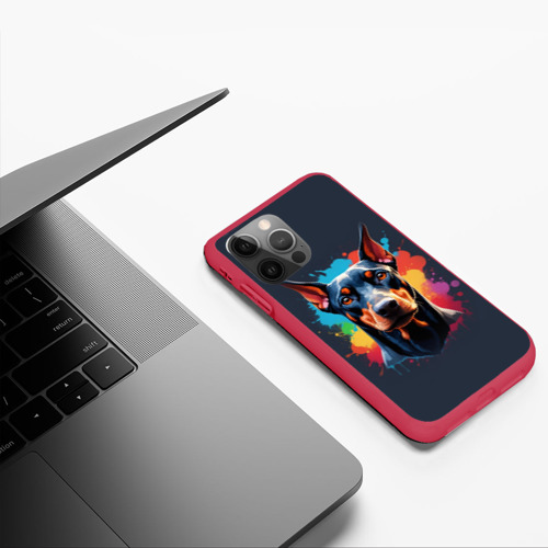 Чехол для iPhone 12 Pro Max с принтом Мордашка добермана, фото #5