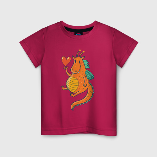 Детская футболка хлопок Дракошечка, цвет маджента