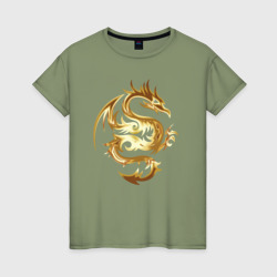 Женская футболка хлопок Дракон из золота