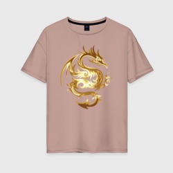Женская футболка хлопок Oversize Дракон из золота