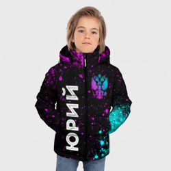 Зимняя куртка для мальчиков 3D Юрий и неоновый герб России вертикально - фото 2