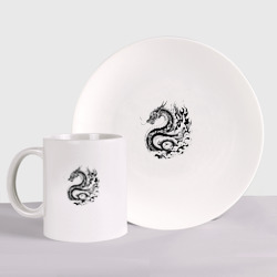Набор: тарелка + кружка Японский дракон - ирезуми