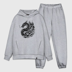 Мужской костюм oversize хлопок Японский дракон - ирезуми