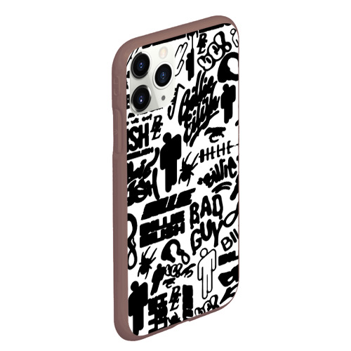Чехол для iPhone 11 Pro Max матовый с принтом Билли Айлиш автографы черно белый, вид сбоку #3